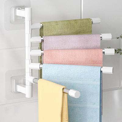 Bathroom Towel Rack with 180-Degree Rotating Bar Punch-free Easy Installation Towel Rack