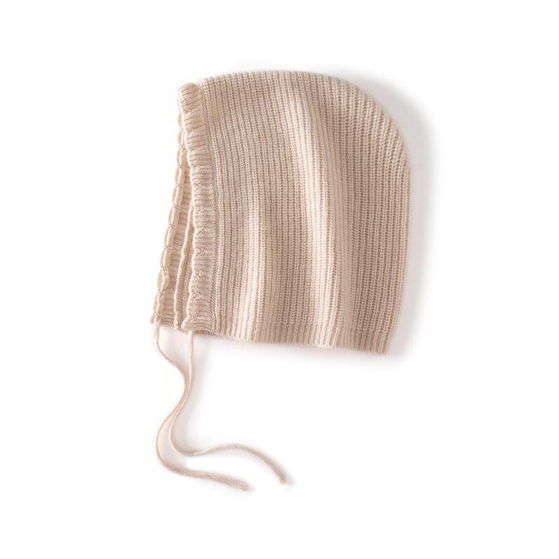 Customized cashmere blended belt rope flat top warm simple versatile thickened men's and women's knitted cashmere hat