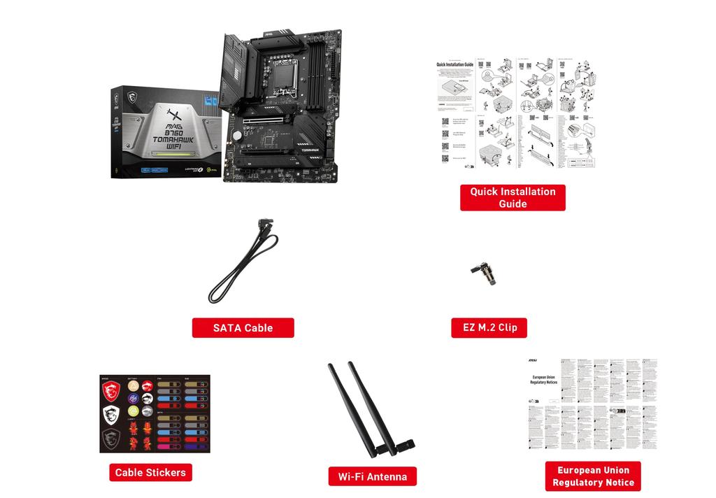 MSI MAG B760 TOMAHAWK WIFI DDR5 Generation Intel B760 Chipset ATX Motherboard MB5989 14th/13th/12th (LGA1700)