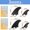 nanomaru Universal FCS Twin Fin 2+1 Stabilizer Board Fins Mid-Length Surfing Shortboard Carbon Black 3-Piece Set