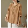 New Cotton Linen Retro Lazy Shirt Women's Summer Thin Loose Short-sleeved Versatile Top