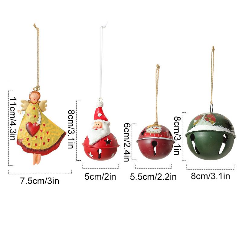 1PC Santa Claus Bell Decoration Xmas Tree Ornaments Vintage Iron Pendant Creative Elk Snowman Hanging Ornament Christmas Bells