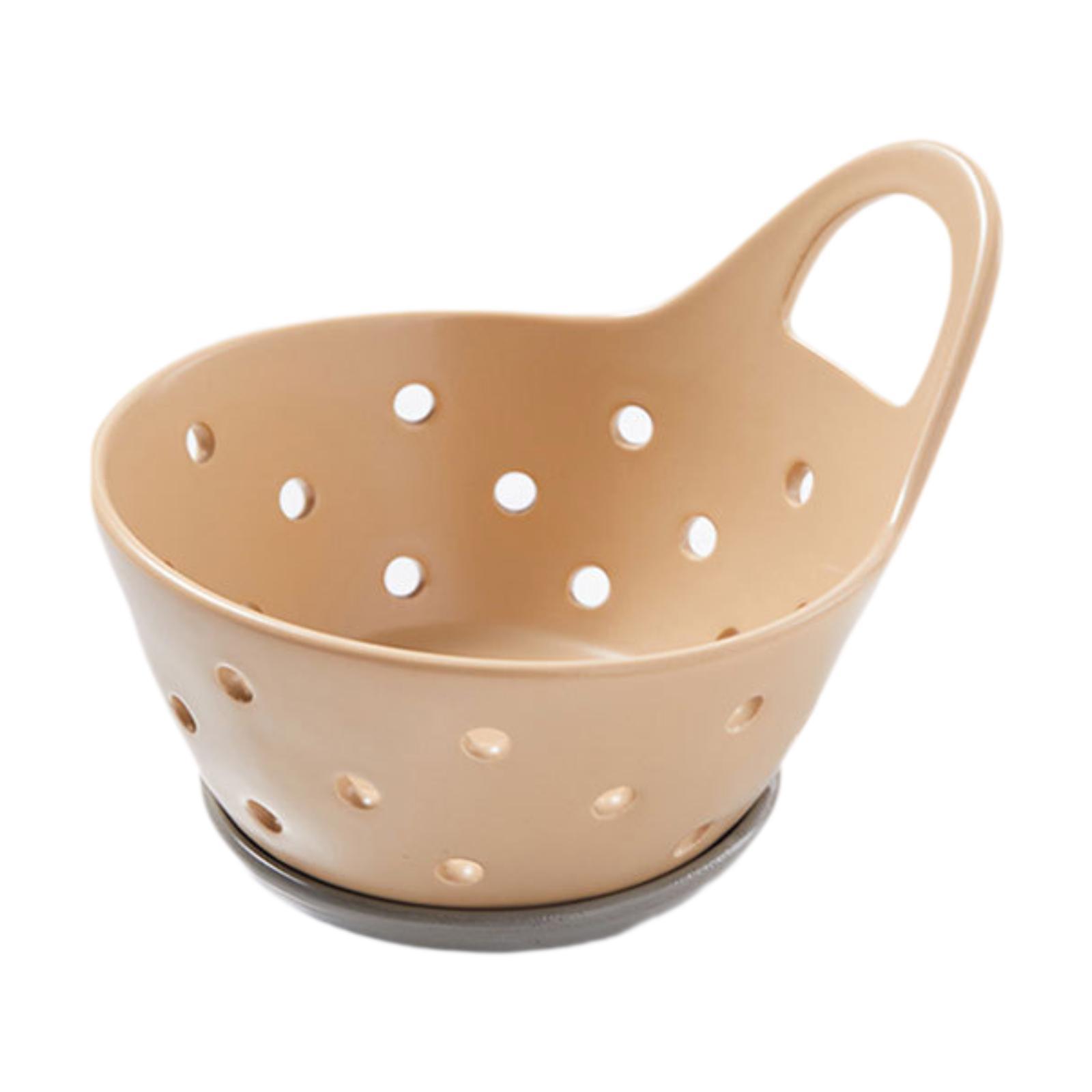 Fruit Basket Decorative Ceramic Vegetable Strainer Plate Fruit Drainage Bowl Vegetable Strainer Colander for Veggies Countertop хаки