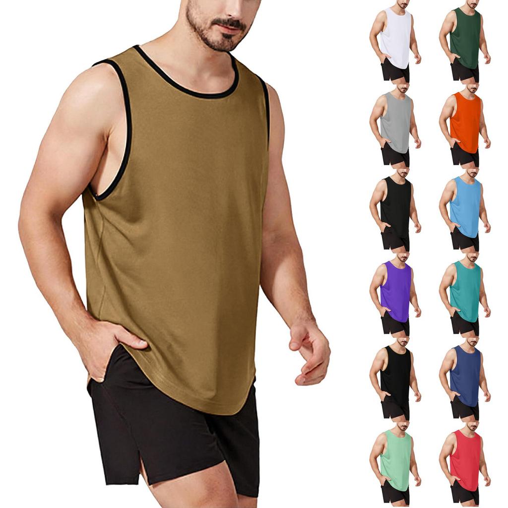 Men Sleeveless Athletic Tank Top Lightweight Breathable Quick Dry Muscle Shirt Crew Neck Sportswear for Training Running Gym Workout