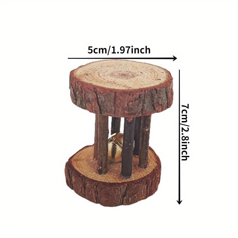1PC Creative Wooden Pet Toy Small Dumbbell Bell Cat Dog Training Rolling Toy Cedar Tabletop Decoration