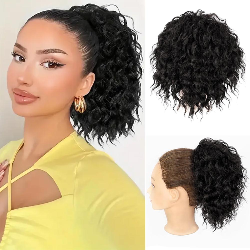 MERISIHAIR Synthetische Kralle Messy Bun Pferdeschwanz Perückenverlängerungen Lang Wellig Lockig Kordelzug Pferdeschwanz Perücke Für Elegante Frauen Alltagskleidung