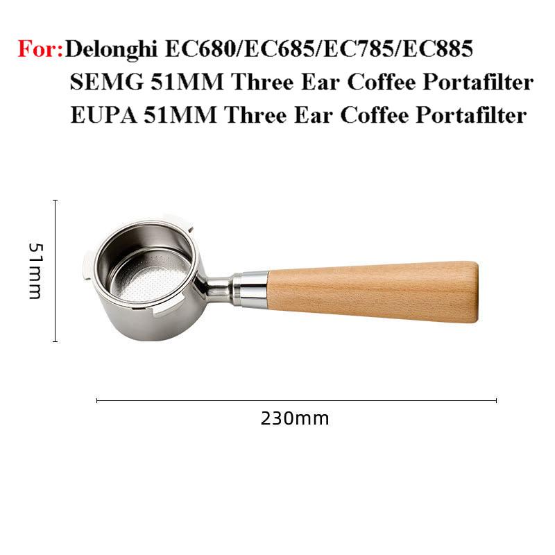 

51-мм Портафильтр для Naked Coffee для Delonghi EC680/EC685/EC785/EC885 Кофейная ручка из нержавеющей стали с корзиной на 1/2/4 чашки no basket