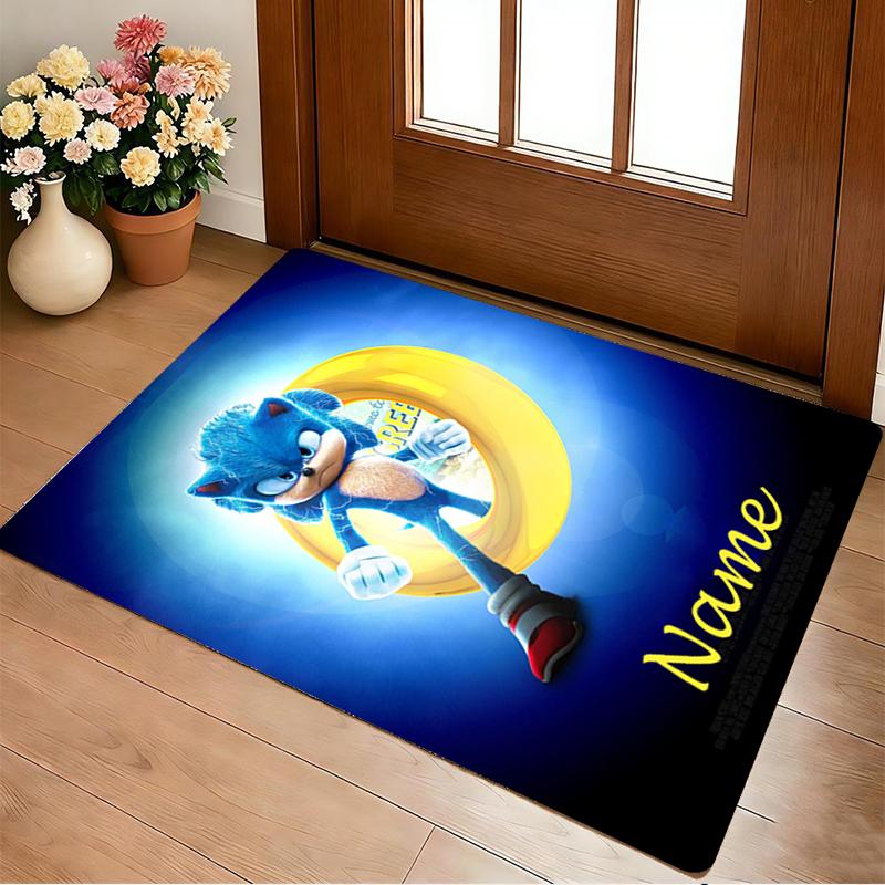 Personalized Name Shadow Sonic Living Room Non-Slip Area Rug Soft Carpet for Bedroom Playroom Sofa Office Home Decor Doormat