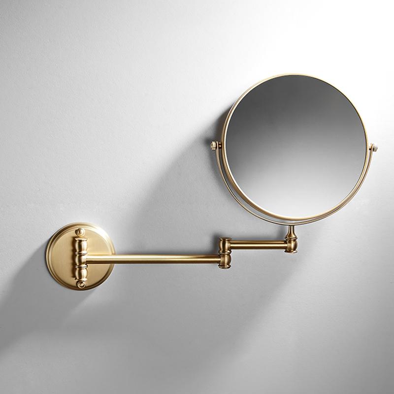 Or brossé Rond Miroir de Salle de Bain Mural Miroir LED Maquillage Grossissant 1X3X Double Face Rotatif Miroir de Rasage de Salle de Bain