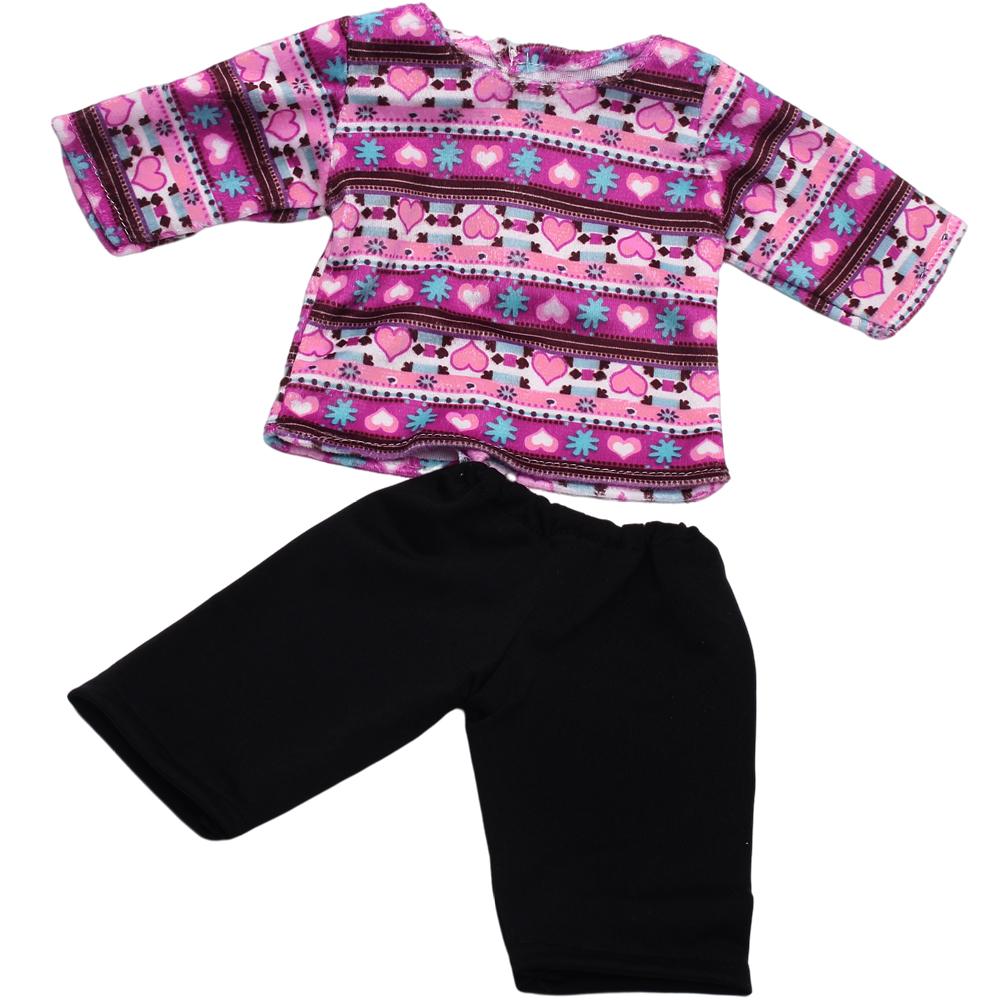 Muñecas Reborn de 43 cm Traje Casual Muñeca Americana Chica de 18 Pulgadas Nuestros y Generación Muñecas Accesorios Ropa Camiseta Pantalones