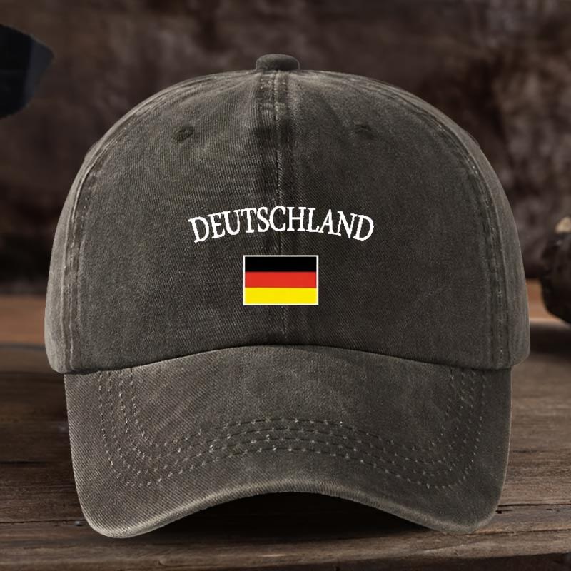 UnisexS Black Baseball Cap Featuring The GerUnisex Flag And The Word DEUTSCHELAND Adjustable Snapback Made from Breathable Fabri