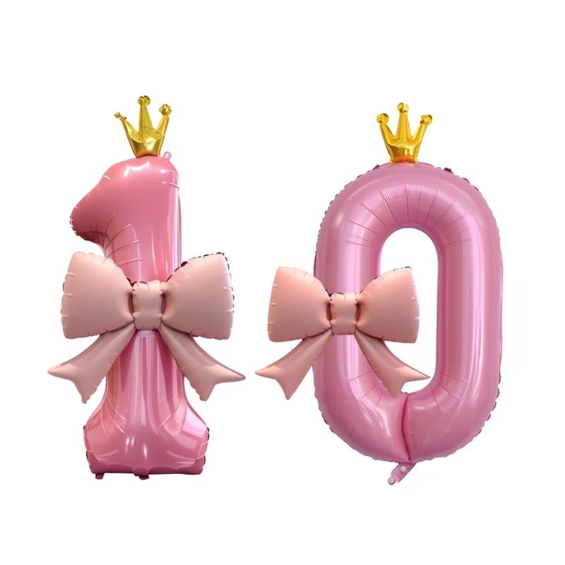 Bowknot Number Shape Balloon Reusable 40Inch Oversize Plastic Balloon For Birthday Wedding Anniversary Party Decoration