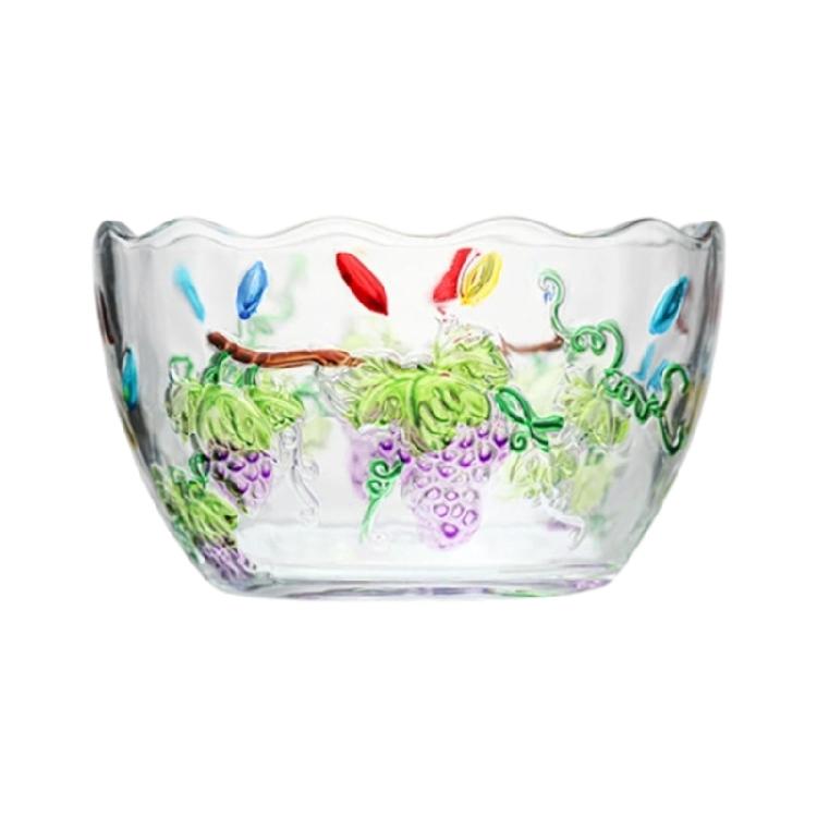 

Hand-Painted Floral Footed Bowl Decorative Glass Storage Container for Chocolates Nut Tabletop Decoration