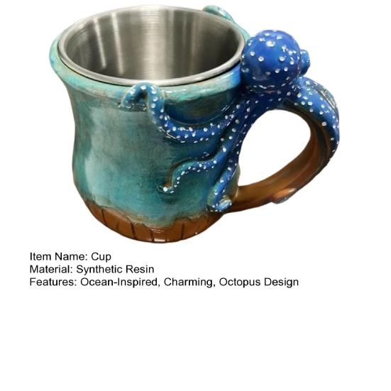 Ocean Octopus Coffee Mug Handmade 3D Octopus Tea Cup Octopus Tentacles Beard Mug Artistic Ocean Creature Mug