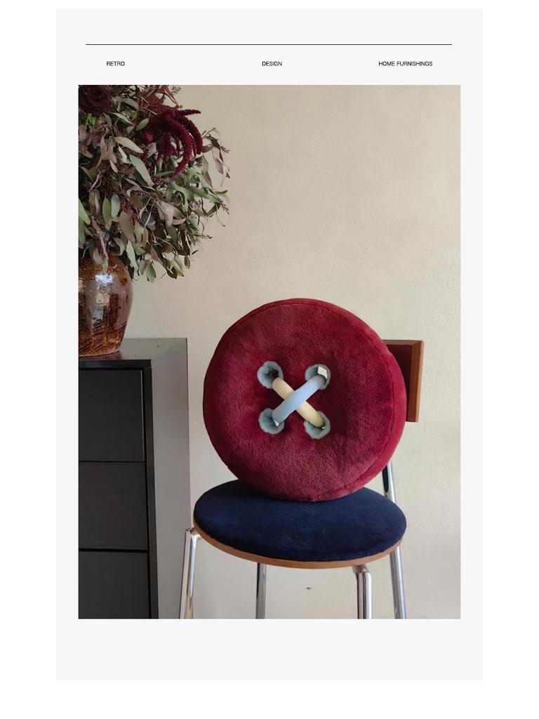 Retro Button Cushion Pillow - Decorative Sofa & Bed Backrest, Home Ornament & New Year Gift