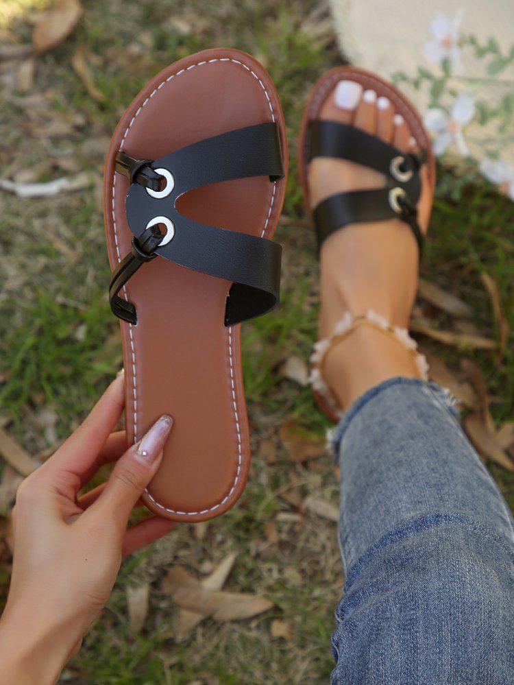 Sandales plates pour femmes grande taille été 2024 – Tenue décontractée d'extérieur pour la plage, Tailles 36-43