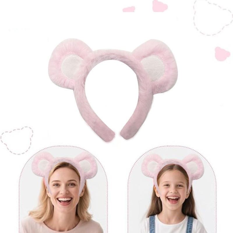 4Pcs Hair Hoops Set with Bear Themes Costume Headband Nose for Themed Performances Photography and Role Play Event