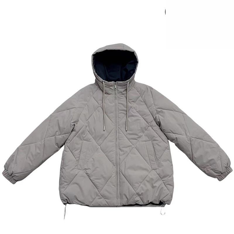 

Ромбовидная хлопковая куртка женская свободная осенне-зимняя однотонная куртка с капюшоном M