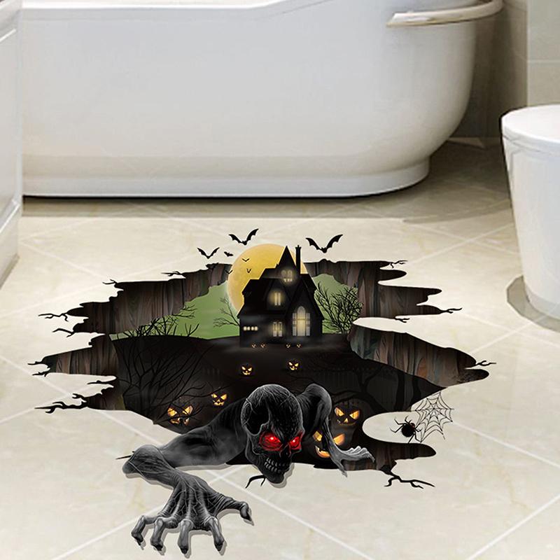 Cadılar Bayramı Çıkartmaları Uçurum Hayaleti Yer Çıkartması Kendinden Yapışkanlı Pvc Su Geçirmez Çıkarılabilir Cadılar Bayramı Parti Dekorasyonu Korku Duvar Çıkartması