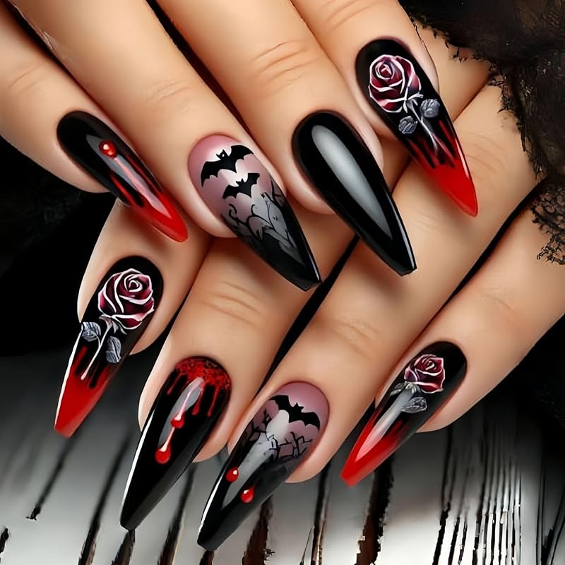 24Pcs Halloween Black Glitter French Press On Toenails White Ghost Fake Toe Nails Short Square Glossy Cute Ghost Full Cover Acrylic Stick On Toenails