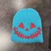 Halloween Quirky Face Pattern Beanie Warm Wool Blend Casual Streetwear Travel