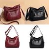 Pu Leather Retro Crossbody Bag For Middleaged Women With Zipper Closure And Stitching Details