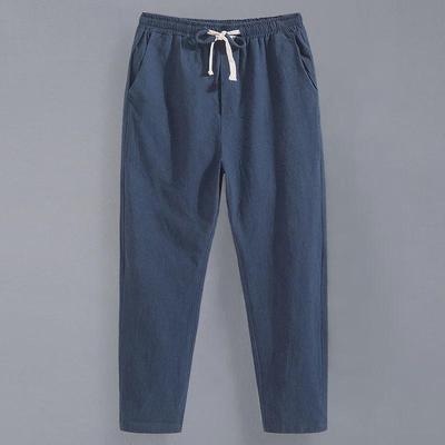 Men's Casual Cotton-Linen Loose-Fit Nine-Point Pants – Plus Size Summer Straight-Leg Pants