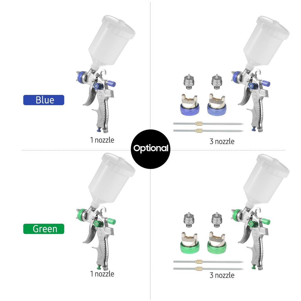 Vzduchová stříkací pistole Geevorks Gravity Feed Stříkací pistole HVLP s 600ml nádobkou 1,4 mm 1,7 mm 2,0 mm tryskou