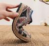 Women Shoes  Round Head Cotton Linen Canvas Single National Woven Round Toe Lace Up Cloth Shoes Woman Flats Size 35-40