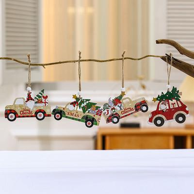 Christmas Twine Wooden Car Pendant No Face Deep Forest Old Man Pendant Set Christmas Tree Pendant