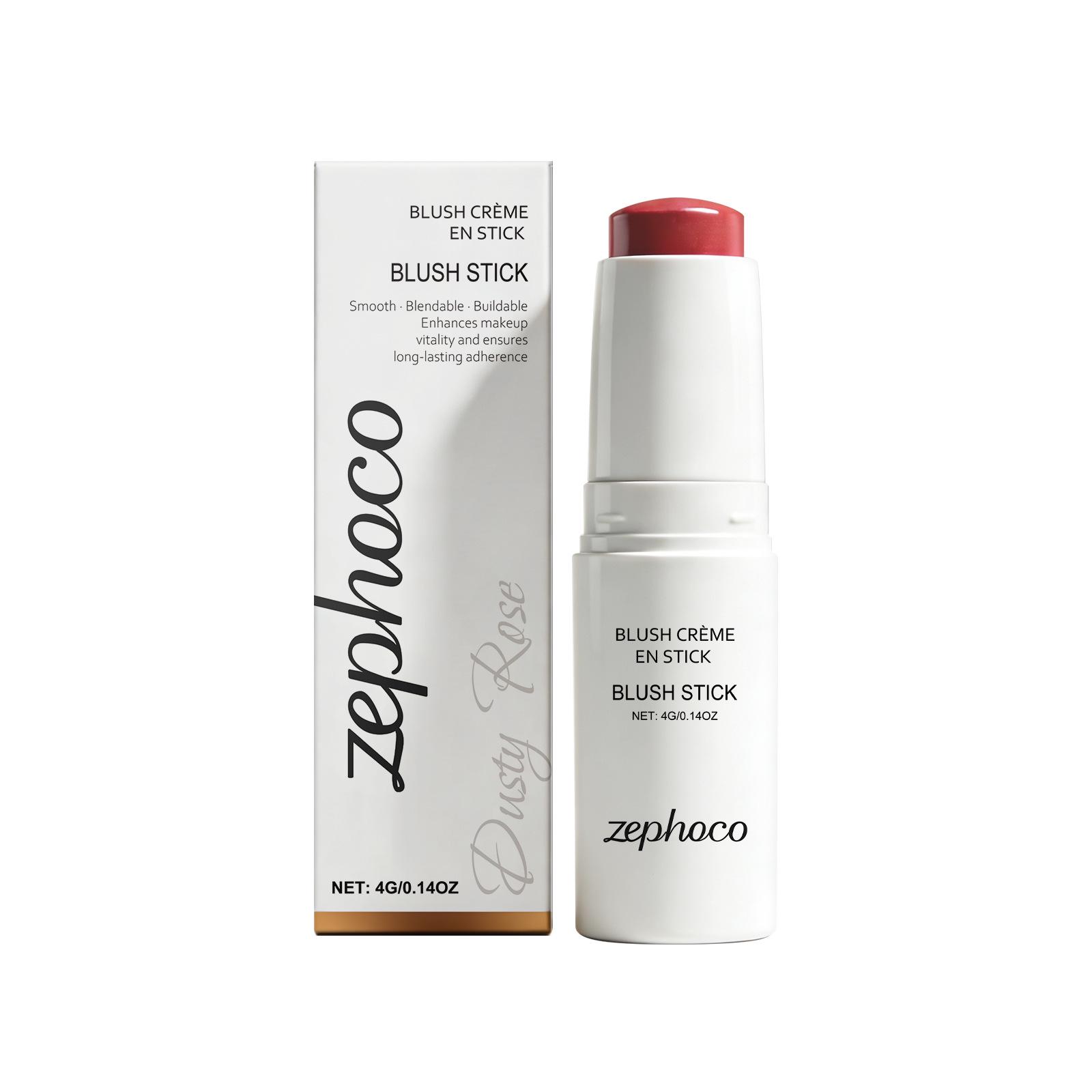 Zephoco Soft Matte Blush Stick in Dushy Rose - Gentle, Moisturizing, Lightweight, Long-Lasting Adherence.