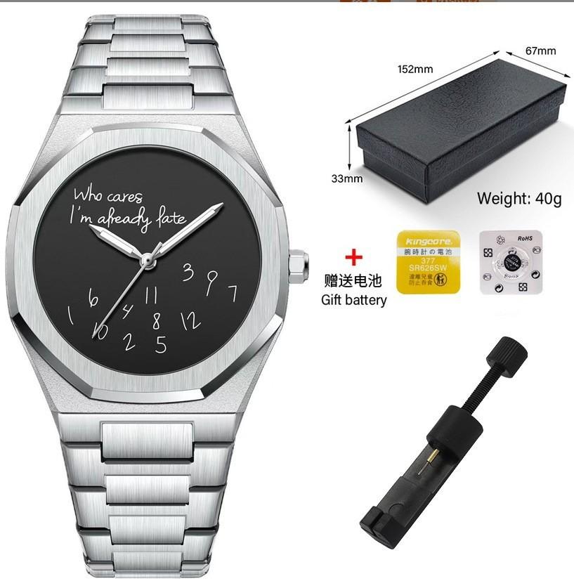 Streng ausgewählt Mode Personalisierte Digitale Leuchtende Herrenuhr Einfacher Trend Achteckiges Stahlarmband Abgestufte Uhr