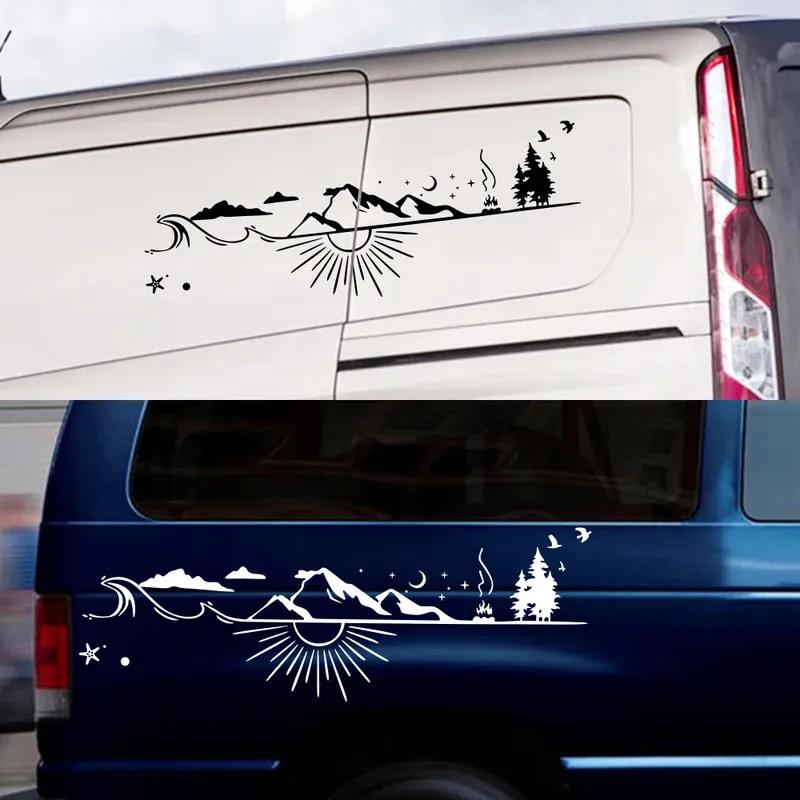 Car Stickers Van Camper Mountain Decal Vinyl Caralife Decoration For Truck Camper RV Bus Caravan Body Auto Tuning Accessories