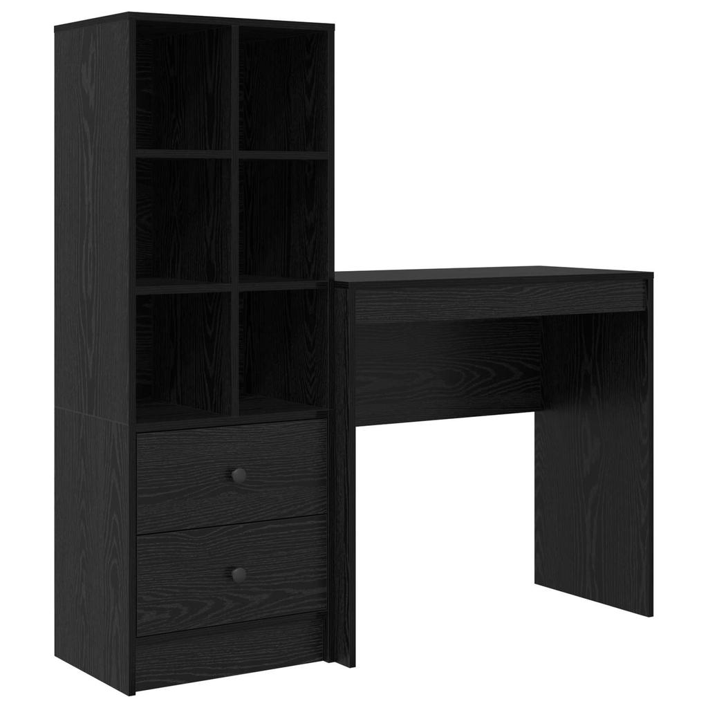 Desk with Drawers 2 pcs Black Oak Effect