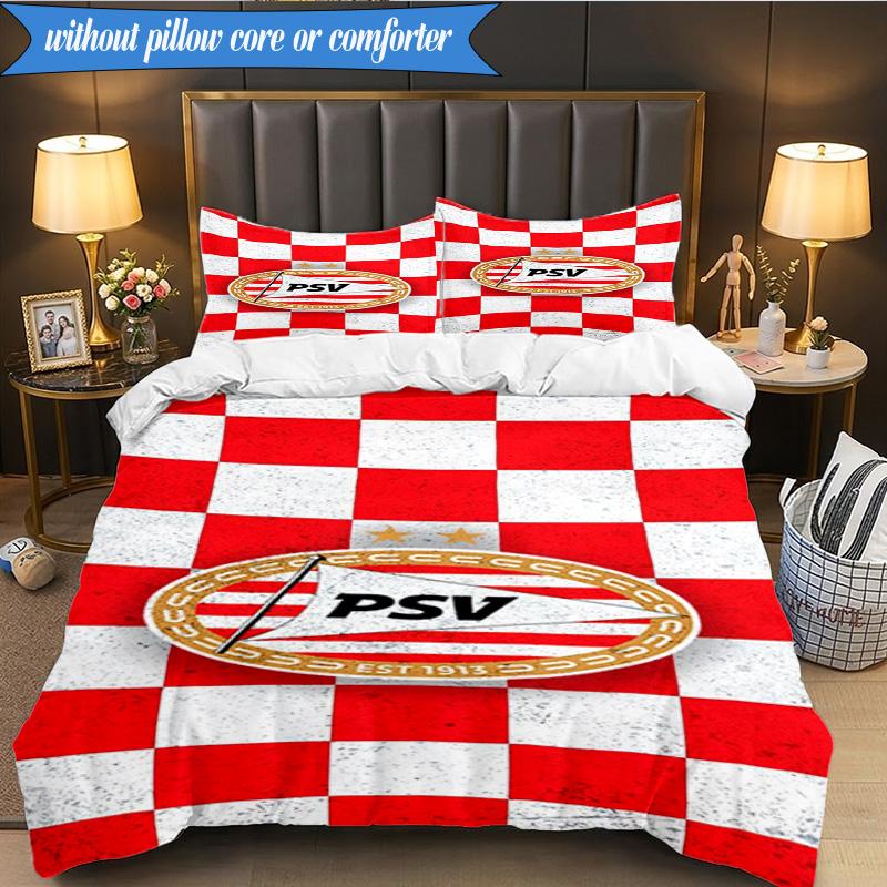 PSV Eindhoven Wappen 3-teilige Bettwäsche, inklusive 1 Bettbezug und 2 Kissenbezügen. Perfekt für Weihnachten, ideal für Schlafzimmer, Wohnheim