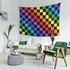 Checkered Rainbow Black Tapestry Decor Art Aesthetic Tapestries for Living Room Bedroom Home Wall Cloth Wall Hanging