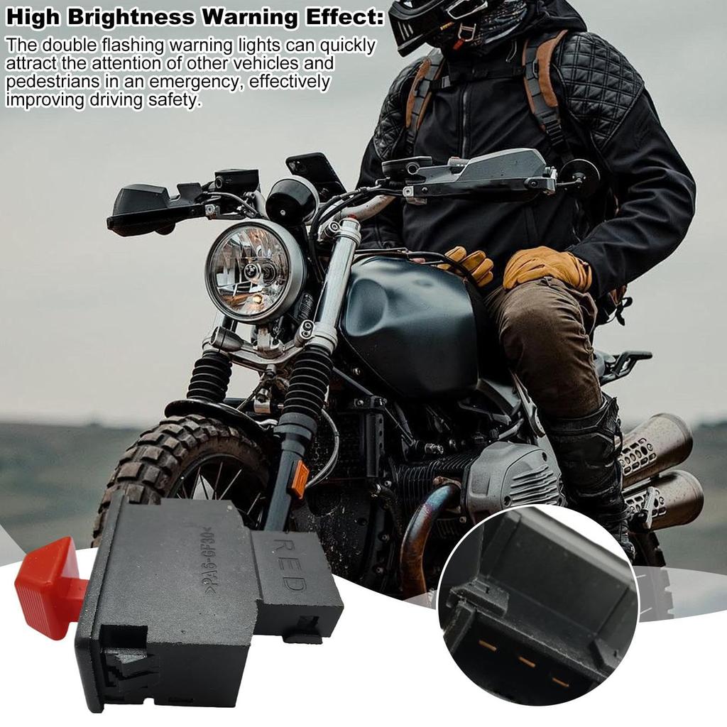 Motorcycle Hazard Flash Button, Warning Light Button | Double Flash Hazard Light Turn Button,