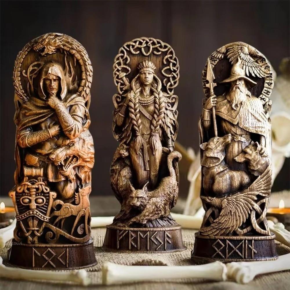 Resin Crafts Nordic Gods Sculpture Retro Myths and Legends Statue Gift for Mythology Lovers