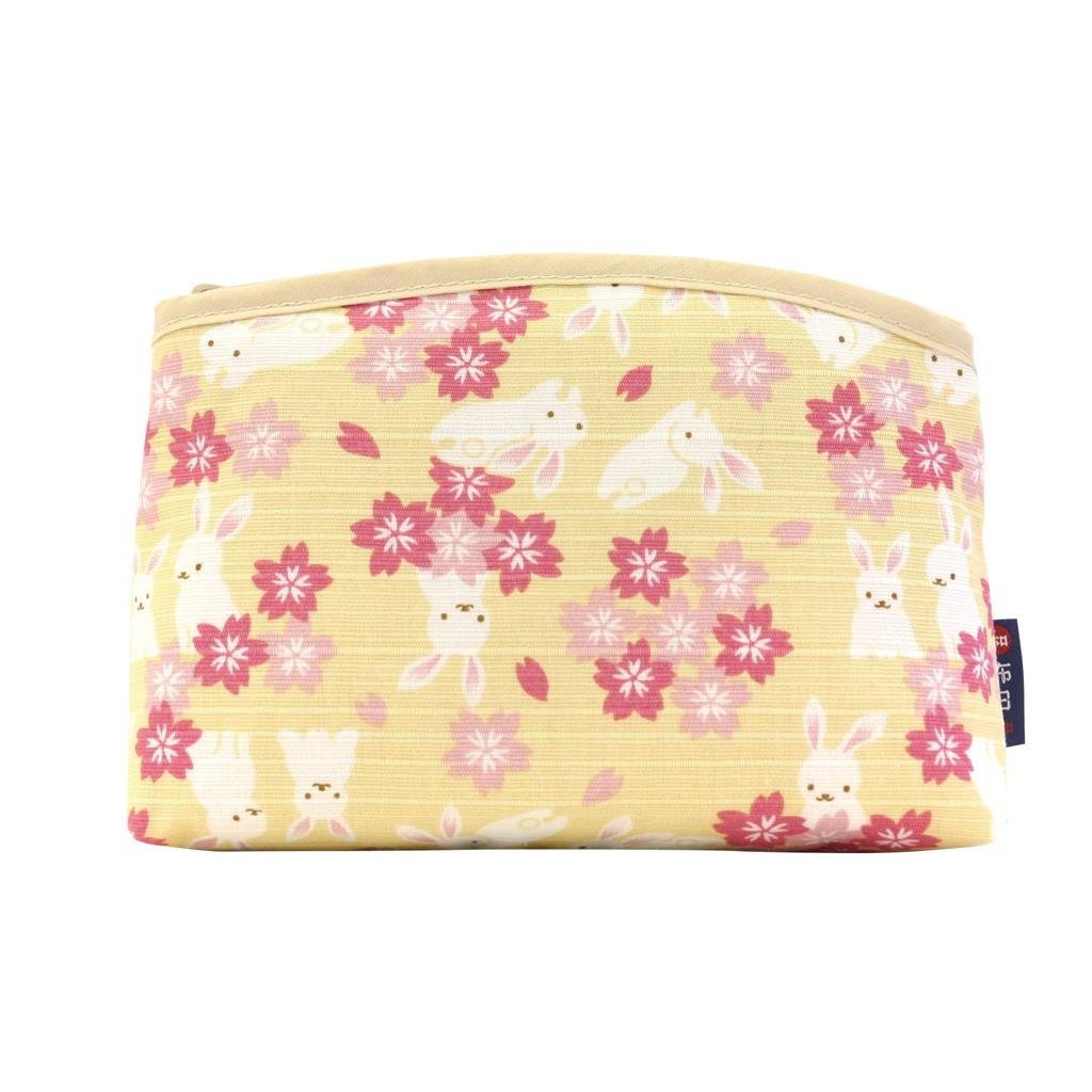 Maeda Senko Wabunbiyori Bottom Rabbit Fairy Cherry Blossom Made in Japan Pouch, Design, Cream,