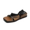 Women's Shoes with Thick-soled Square Toe, One-line Flip-flops, and Vintage Wedge Heel Sandals Worn Outside