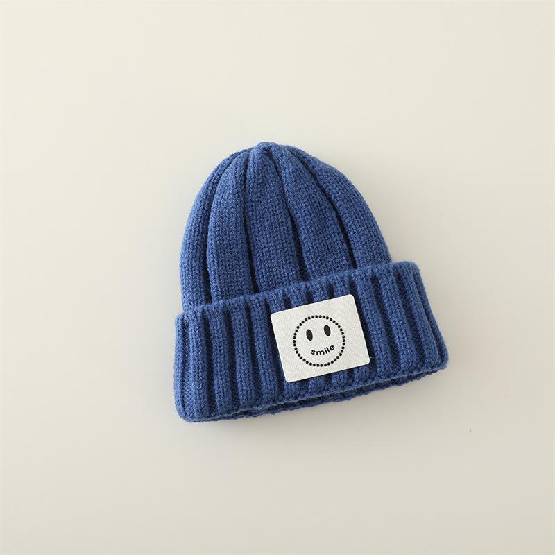 New Solid Color Versatile Children's Hats for Infants and Young Children To Keep Warm Simple and Smiling Woolen Knitted Hats Trendy