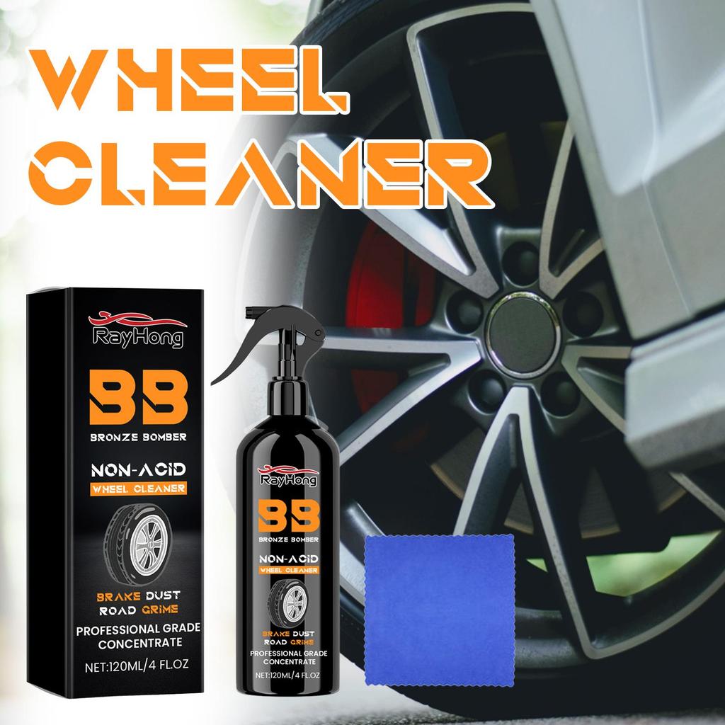 Rayhong Car Tire And Rim Cleaner Spray Rust Remover For Wheels Restore Shine And Protect With Cleaning Cloth 1 Set