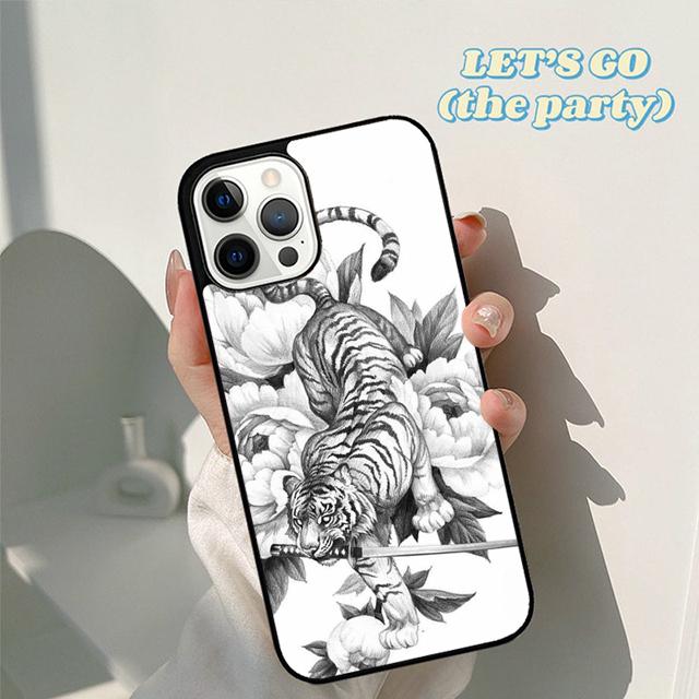 Autumu Japanese ukiyo e Art Panther Tiger Phone Case Cover for iPhone 16 15 12 mini 11 13 14 Pro Max SE2020 6 7 8 Plus Coque