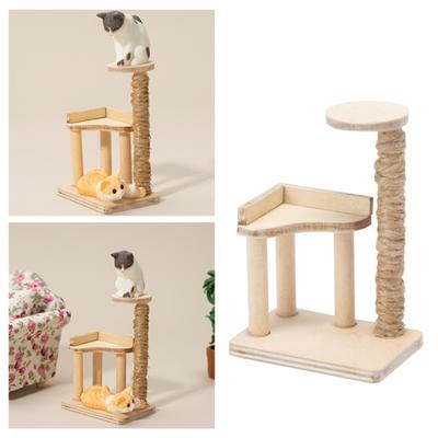 1/12 Mebel Dekor Drewniana Kompaktowa Zabawka Do Udawania Drapak Dla Kota Mini Model