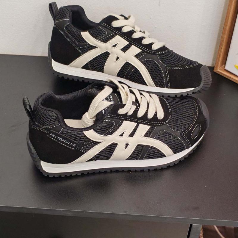 Leather platform women's shoes autumn mesh breathable white shoes casual sports shoes