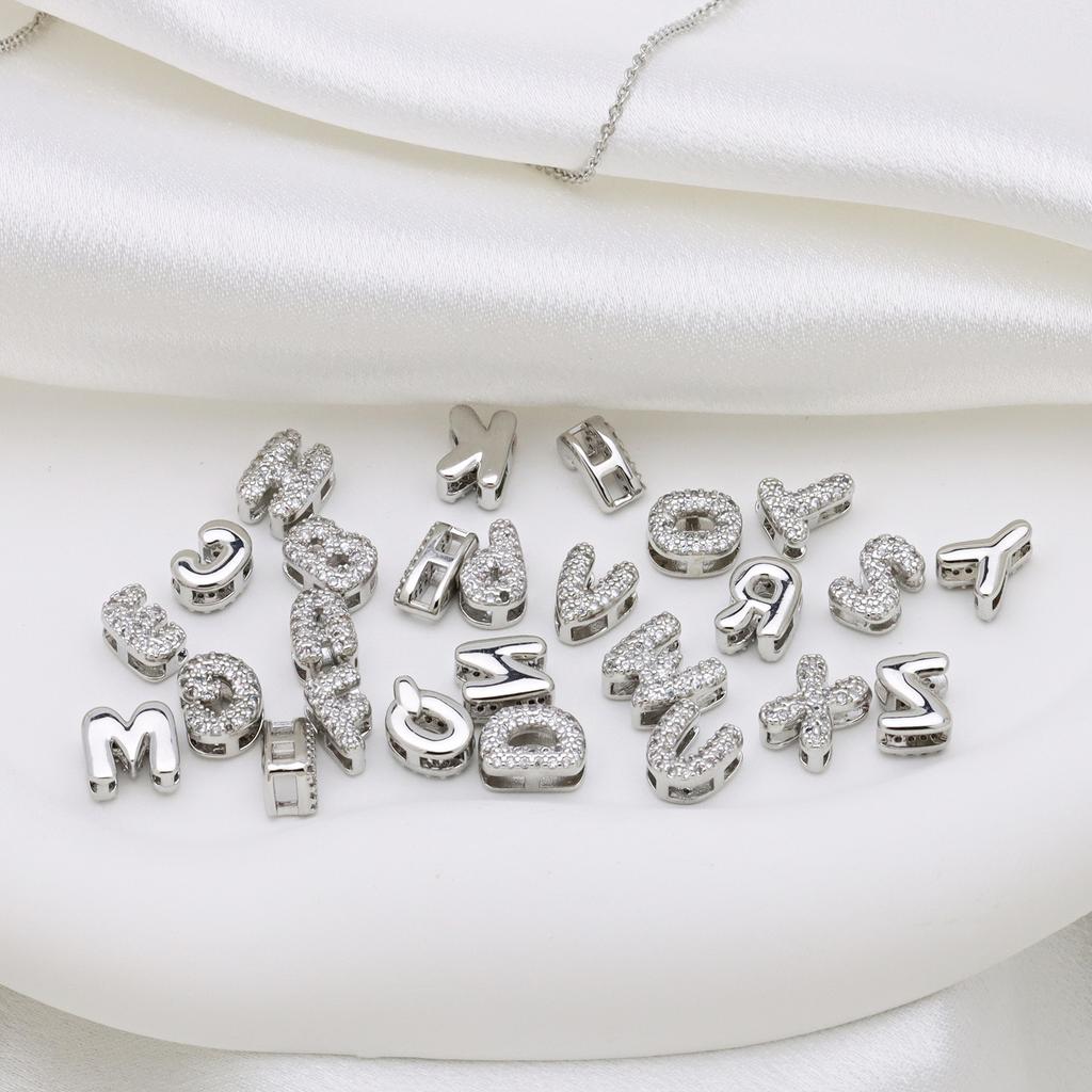 Full Of Zircon Bubbles 26 English Letter Names White Gold Pendant Necklace Female Collarbone Chain