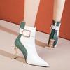 Black Soft Leather Women's Boots Retro Belt Buckle Pointed Toe  Boots Side Zipper High Heels Shoes for Women Party