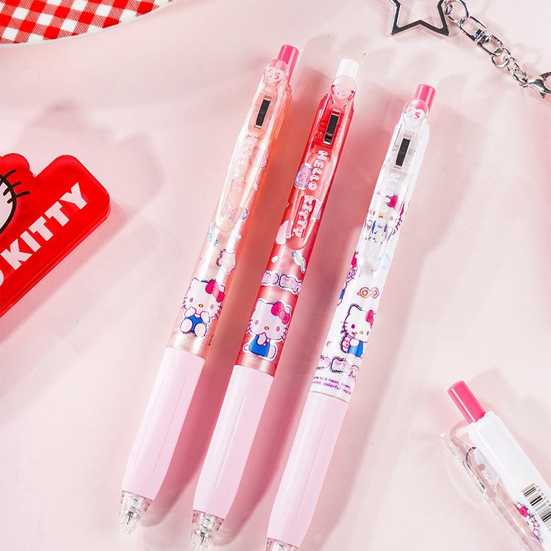 Hello Kitty Sanrio Black Click Pen - Student Exam Special, Smooth ST Nib