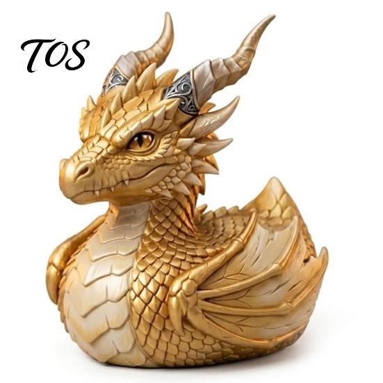 Collectible Mythical Duck Statue Dark Fantasy Dragon Duck, Gothic Resin for Home Decor, Hand-Painted Ornament Figurine, Medieval Shelf Desk Bookshelf золотистый