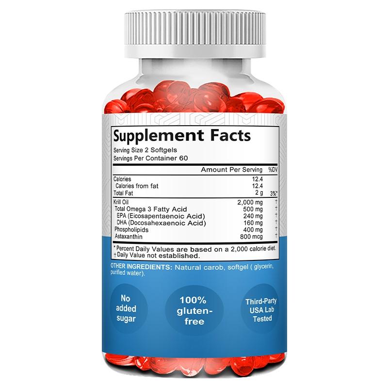 Balincer Antarctic Krill Oil Softgels , Omega-3 EPA & DHA With Astaxanthin, Support Heart Health, 120 Softgels